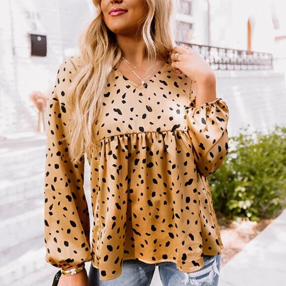 NWOT! BOHO SATIN BABY DOLL BLOUSE SZ L - Picture 1 of 5